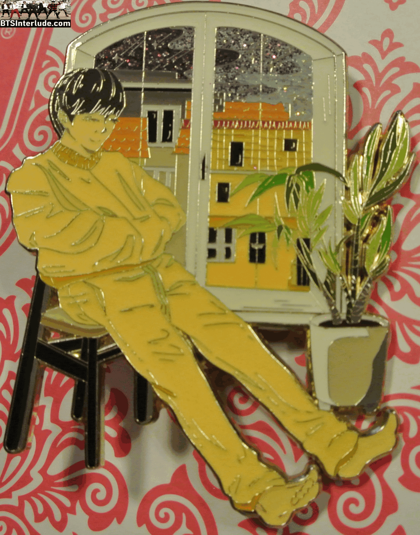 BTS PIN ENAMEL GOLD RM KIM NAMJOON 김남준 NIGHT TIME BY WINDOW MANQCHI PINS BADGE BUTTON