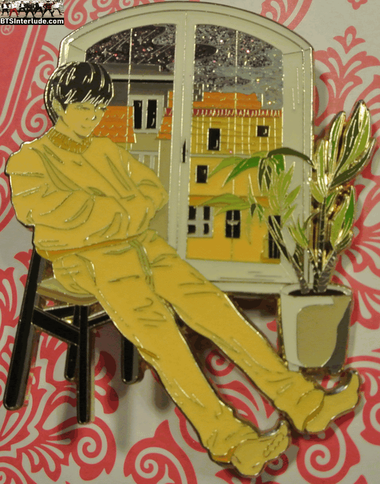 BTS PIN ENAMEL GOLD RM KIM NAMJOON 김남준 NIGHT TIME BY WINDOW MANQCHI PINS BADGE BUTTON