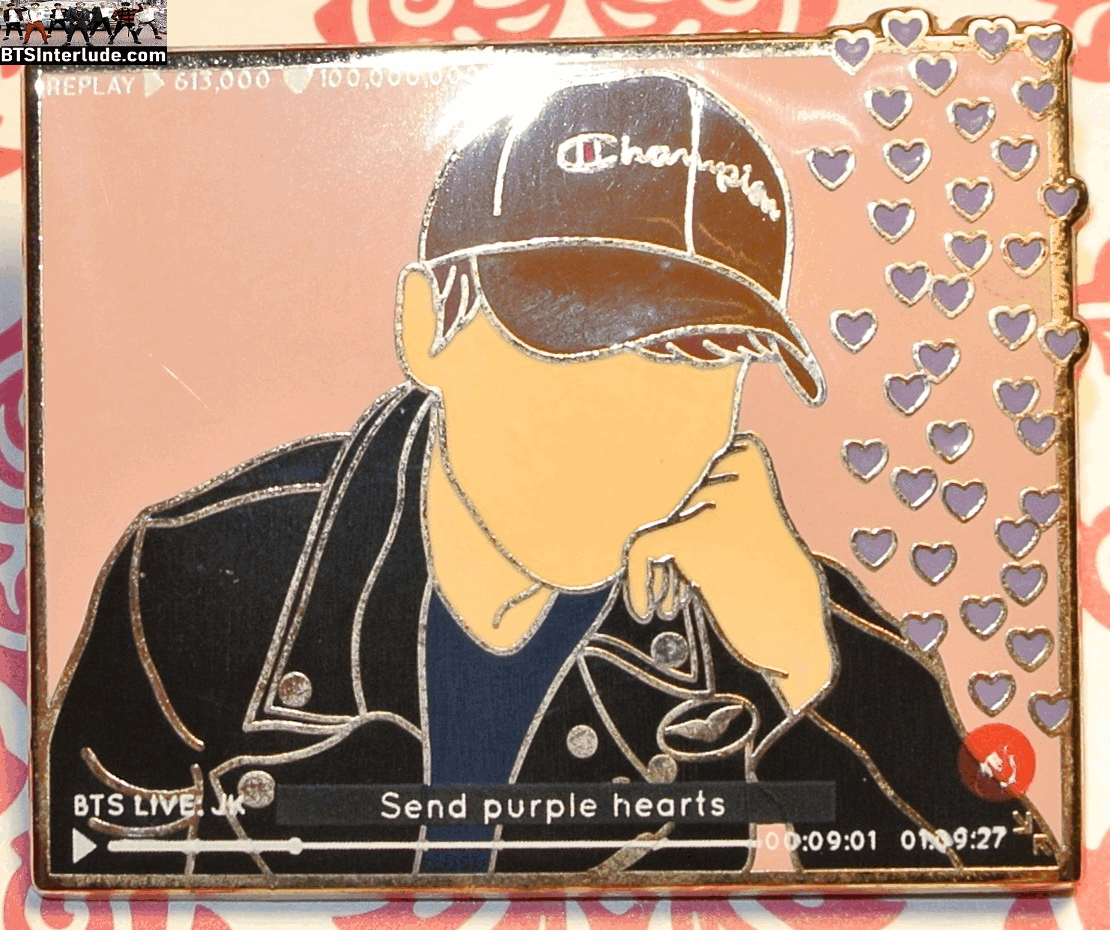 BTS PIN ENAMEL GOLD RM KIM NAMJOON 김남준 V LIVE SEND PURPLE HEARTS IO PINS BADGE BUTTON