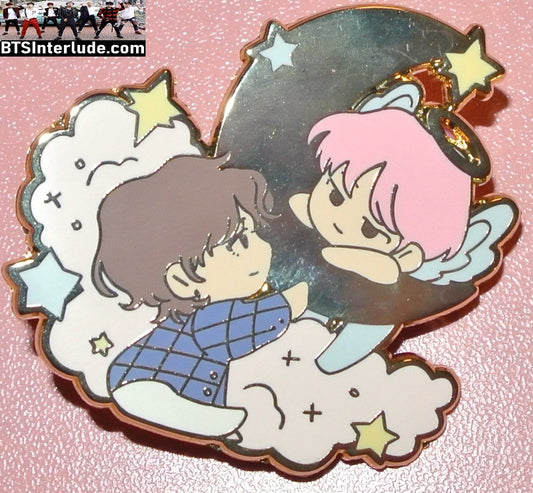BTS PIN ENAMEL GOLD SUB-UNIT PARK JIMIN V KIM TAEHYUNG CHIBI CLOUDS MOON BADGE BUTTON