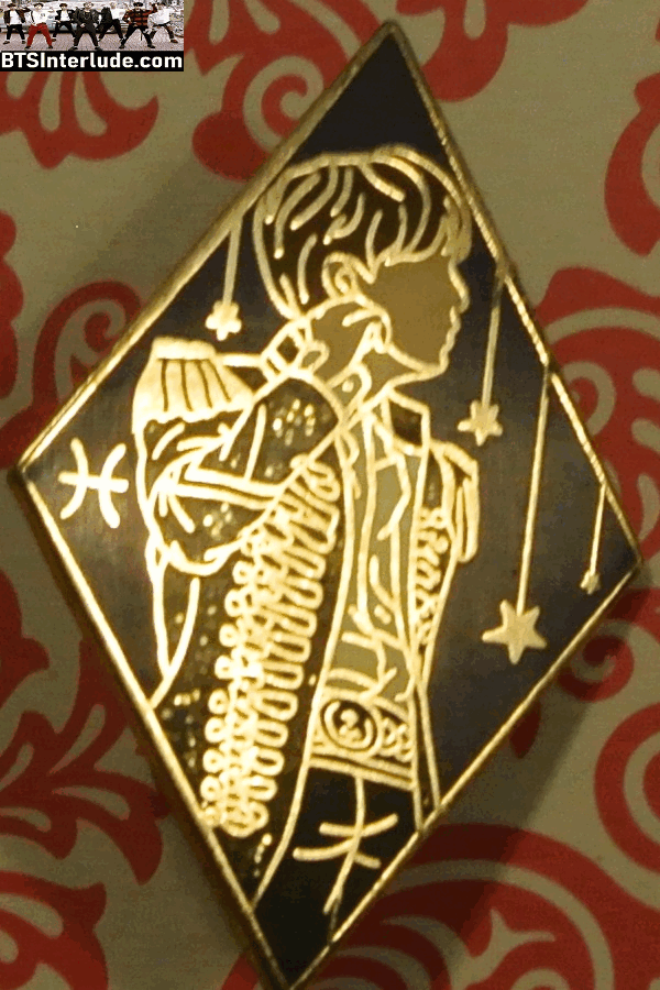 BTS PIN ENAMEL GOLD SUGA MIN YOONGI 민윤기 BLACK MARCHING JACKET DIAMOND BADGE BUTTON