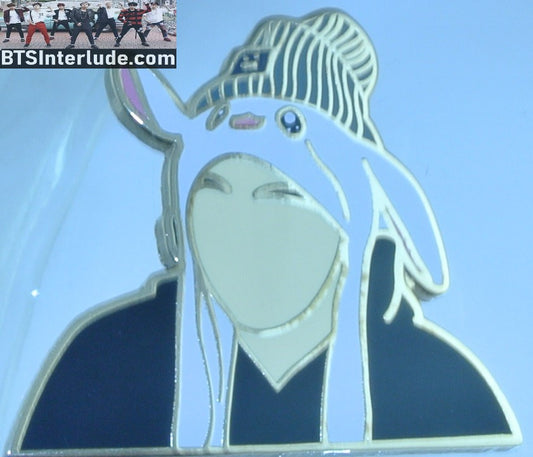 BTS PIN ENAMEL GOLD SUGA MIN YOONGI 민윤기 BUNNY EARS RUN BTS BEANIE BADGE BUTTON