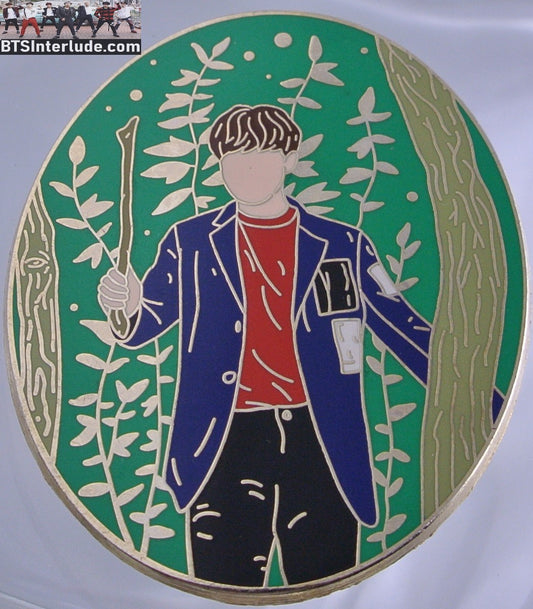 BTS PIN ENAMEL GOLD SUGA MIN YOONGI 민윤기 HYYH OVAL MOST BEAUTIFUL MOMENT IN LIFE LW PINS GREEN BACKGROUND BADGE BUTTON