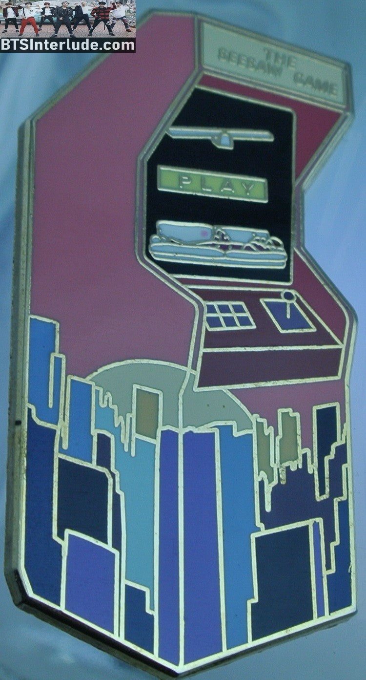 BTS PIN ENAMEL GOLD SUGA MIN YOONGI 민윤기 SEESAW CITYSCAPE INSIDE ARCADE VIDEO GAME BADGE BUTTON