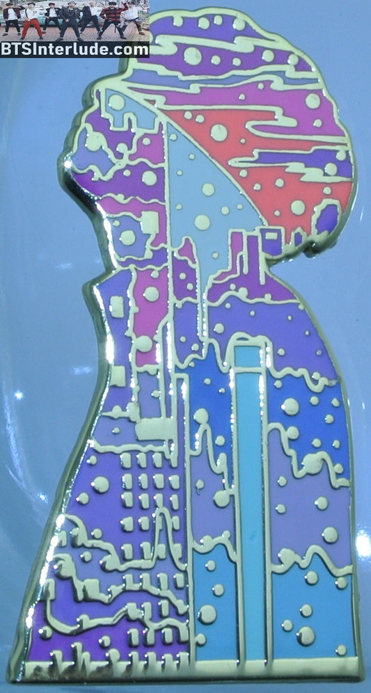 BTS PIN ENAMEL GOLD SUGA MIN YOONGI 민윤기 SEESAW CITYSCAPE INSIDE PROFILE BADGE BUTTON