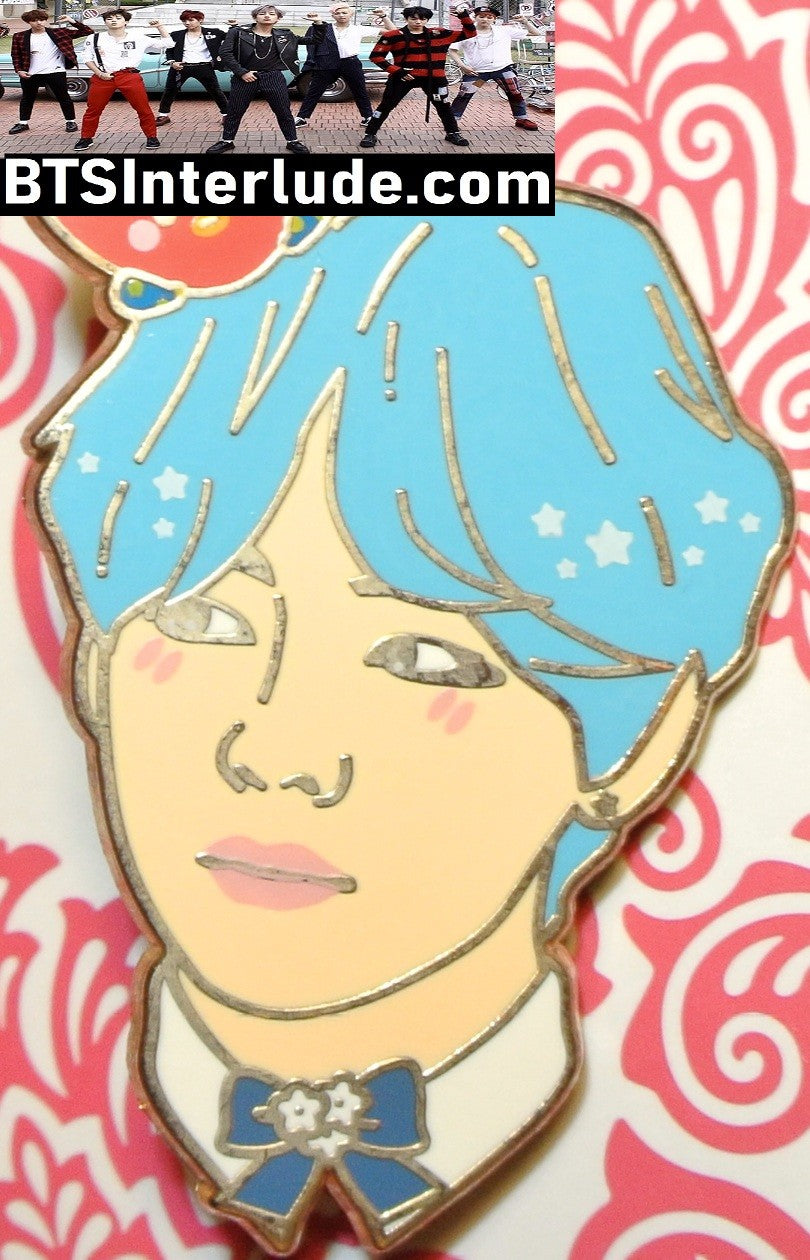 BTS PIN ENAMEL GOLD V KIM TAEHYUNG 김태형 BLUE HAIR TATA IN HAIR BINGSU KONG PINS BADGE BUTTON