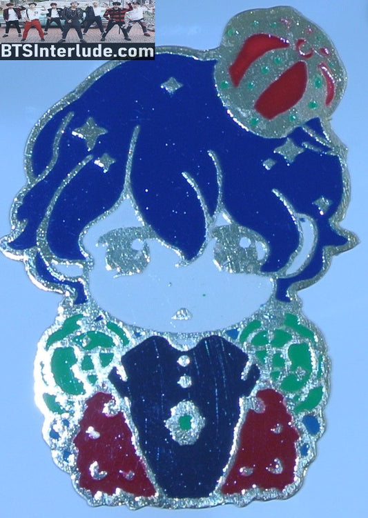 BTS PIN ENAMEL GOLD V KIM TAEHYUNG 김태형 SINGULARITY CHIBI RED JACKET CROWN BADGE BUTTON