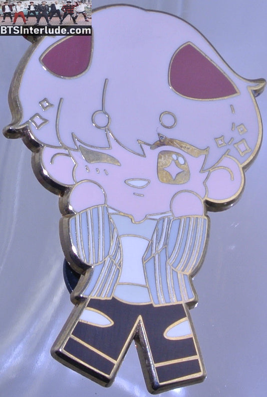 BTS PIN ENAMEL GOLD V KIM TAEHYUNG 김태형 CHIBI EARS STRIPED JACKET BADGE BUTTON