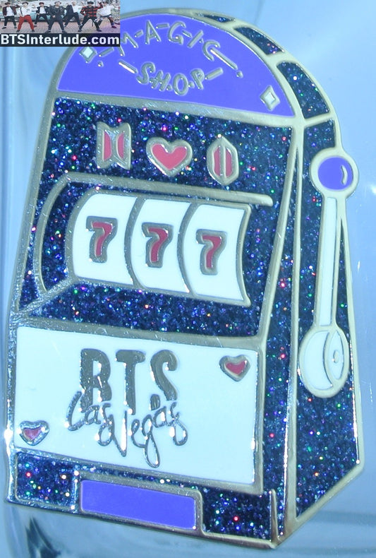 BTS PIN ENAMEL GOLD GROUP MAGIC SHOP LAS VEGAS SLOT MACHINE JUNGKOOK V JIMIN RM J-HOPE SUGA JIN BADGE BUTTON