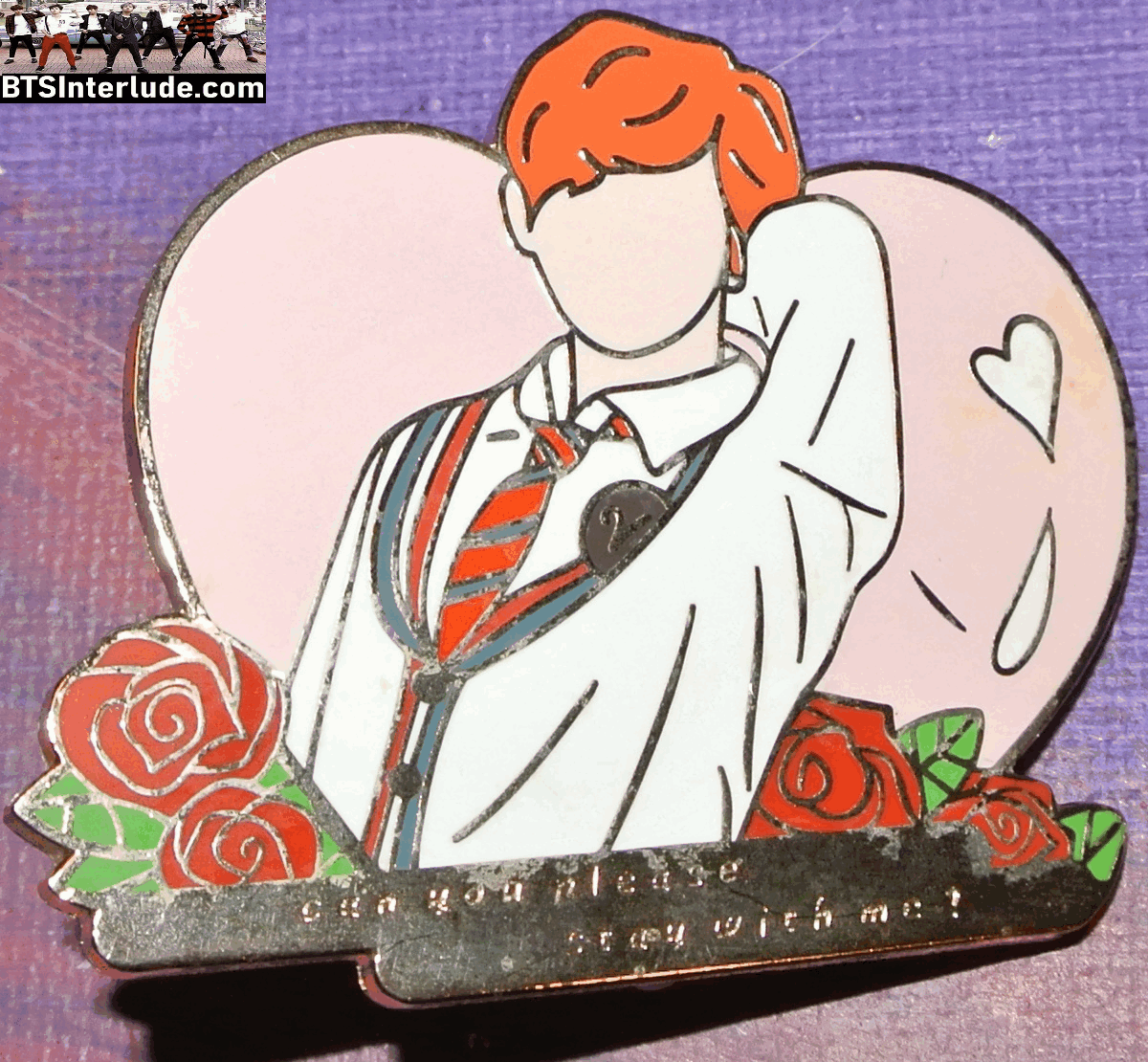 BTS PIN ENAMEL GOLD V KIM TAEHYUNG 김태형 JUST ONE DAY ORANGE HAIR HEART ANPINBANG PINS BADGE BUTTON