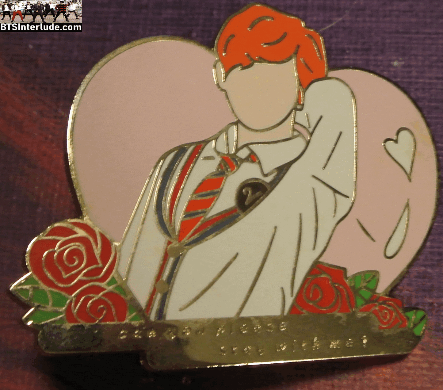 BTS PIN ENAMEL GOLD V KIM TAEHYUNG 김태형 JUST ONE DAY ORANGE HAIR HEART ANPINBANG PINS BADGE BUTTON