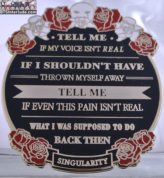 BTS PIN ENAMEL GOLD V KIM TAEHYUNG 김태형 SINGULARITY MASK ROSES LYRICS BADGE BUTTON