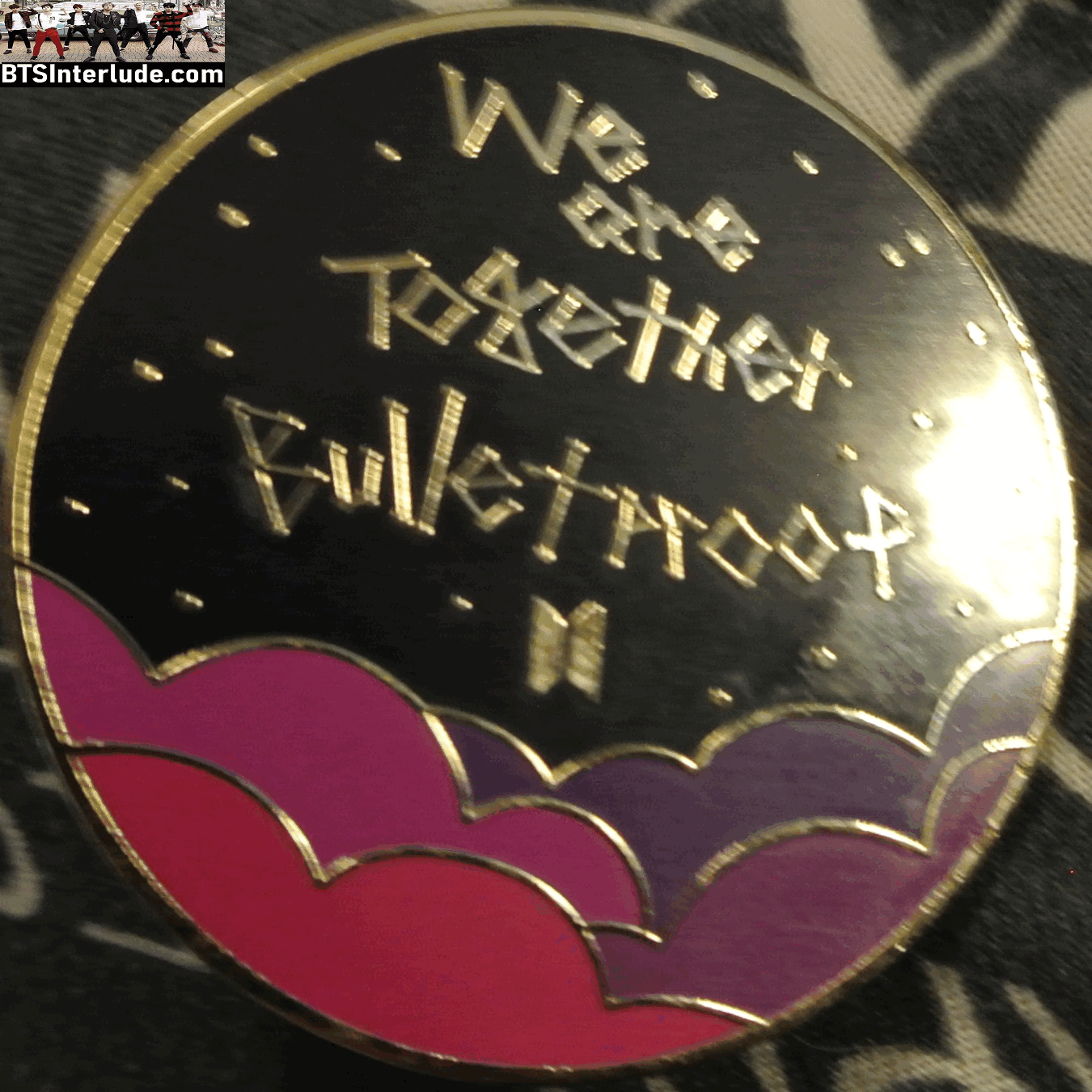 BTS PIN ENAMEL GOLD GROUP WE ARE TOGETHER BULLETPROOF PINK PURPLE BLUE GSJJ PINS 방탄소년단 JUNGKOOK V JIMIN RM J-HOPE SUGA JIN BADGE BUTTON