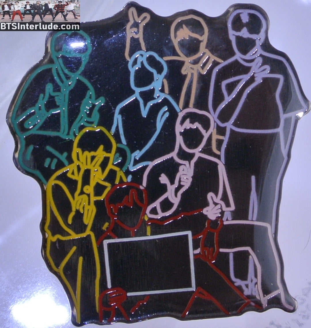 BTS PIN ENAMEL GUNMETAL GROUP MIRROR FINISH COLOR OUTLINE 방탄소년단 JUNGKOOK V JIMIN RM J-HOPE SUGA JIN BADGE BUTTON