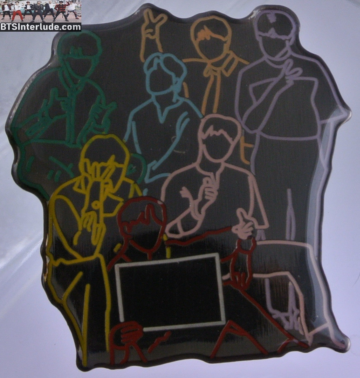 BTS PIN ENAMEL GUNMETAL GROUP MIRROR FINISH COLOR OUTLINE 방탄소년단 JUNGKOOK V JIMIN RM J-HOPE SUGA JIN BADGE BUTTON