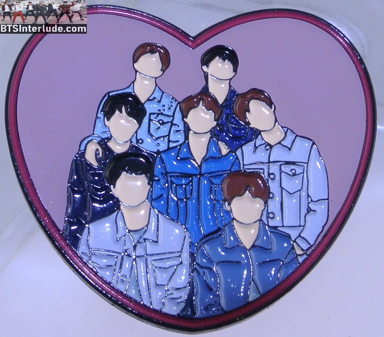 BTS PIN ENAMEL GUNMETAL GROUP LOVE YOURSELF TEAR DENIM HEART JUNGKOOK V JIMIN RM J-HOPE SUGA JIN BADGE BUTTON