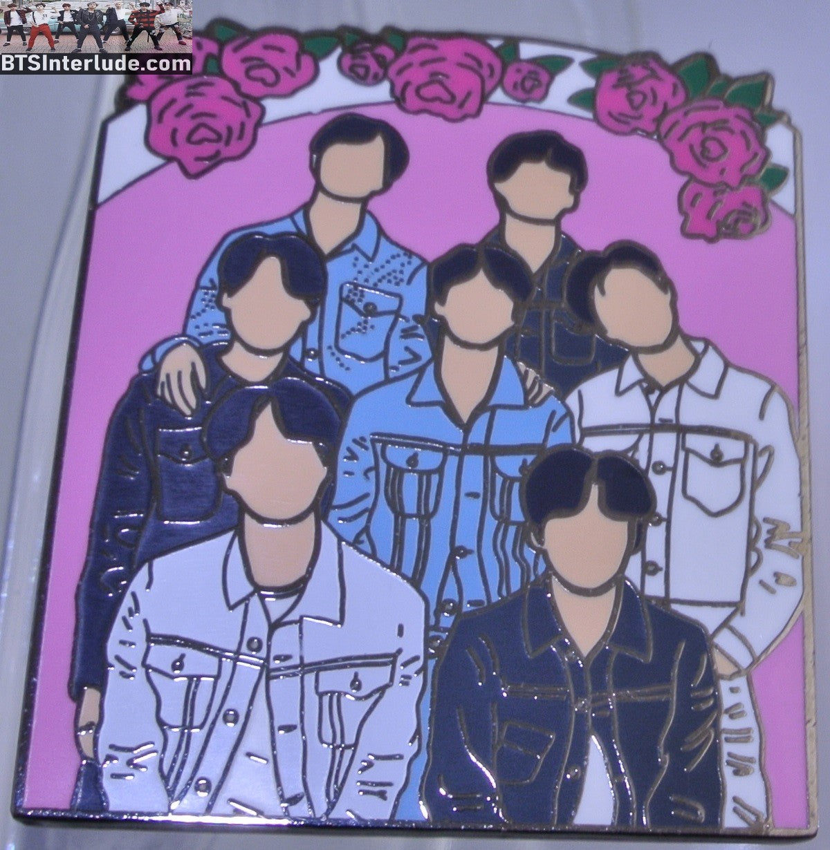 BTS PIN ENAMEL GUNMETAL GROUP LOVE YOURSELF TEAR DENIM FLOWERS JUNGKOOK V JIMIN RM J-HOPE SUGA JIN BADGE BUTTON