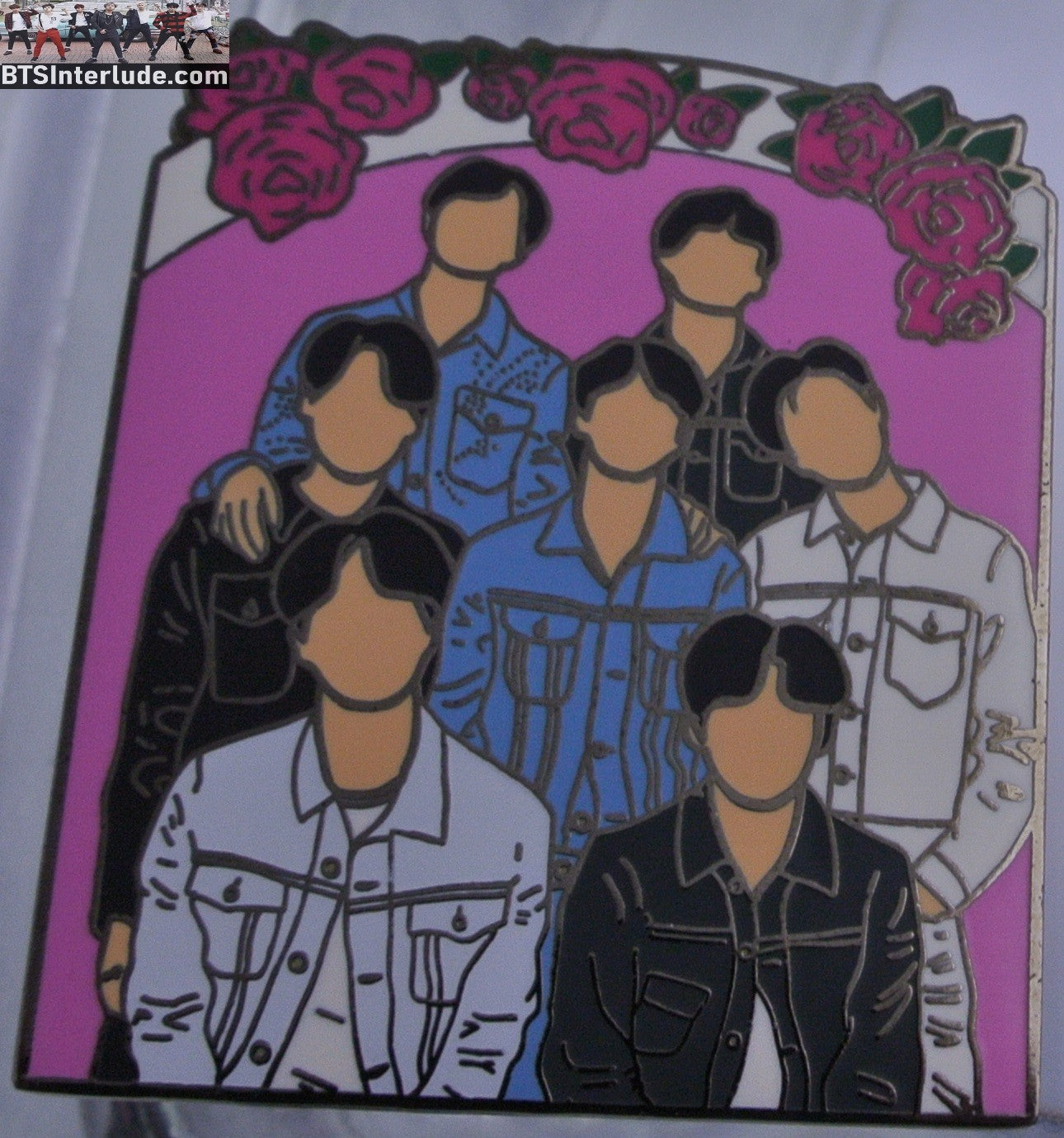 BTS PIN ENAMEL GUNMETAL GROUP LOVE YOURSELF TEAR DENIM FLOWERS JUNGKOOK V JIMIN RM J-HOPE SUGA JIN BADGE BUTTON