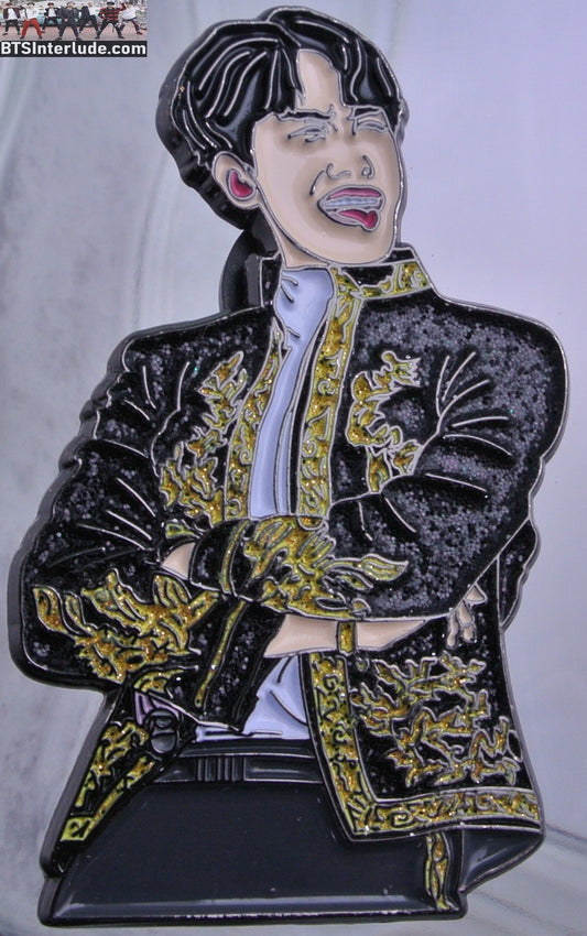 BTS PIN ENAMEL GUNMETAL J-HOPE JUNG HOSEOK 정호석 BLACK GOLD JACKET BADGE BUTTON