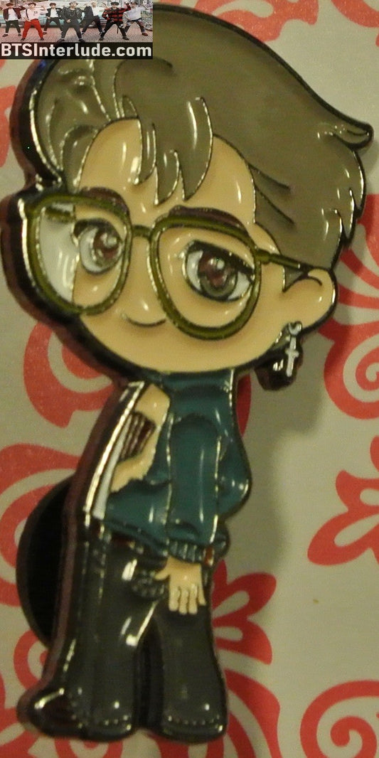 BTS PIN ENAMEL GUNMETAL PARK JIMIN 박지민 DYNAMITE GREEN WHITE JACKET GLASSES BADGE BUTTON