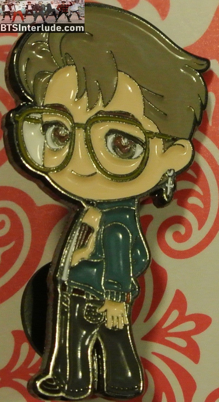 BTS PIN ENAMEL GUNMETAL PARK JIMIN 박지민 DYNAMITE GREEN WHITE JACKET GLASSES HAIR BY EYELASH BADGE BUTTON