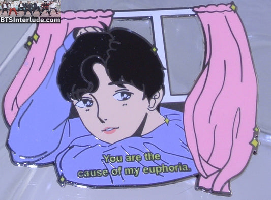 BTS PIN ENAMEL GUNMETAL JEON JUNGKOOK 전정국 CHIBI EUPHORIA WINDOW LYRICS QUAPHADOODLE PINS WINDOW BADGE BUTTON