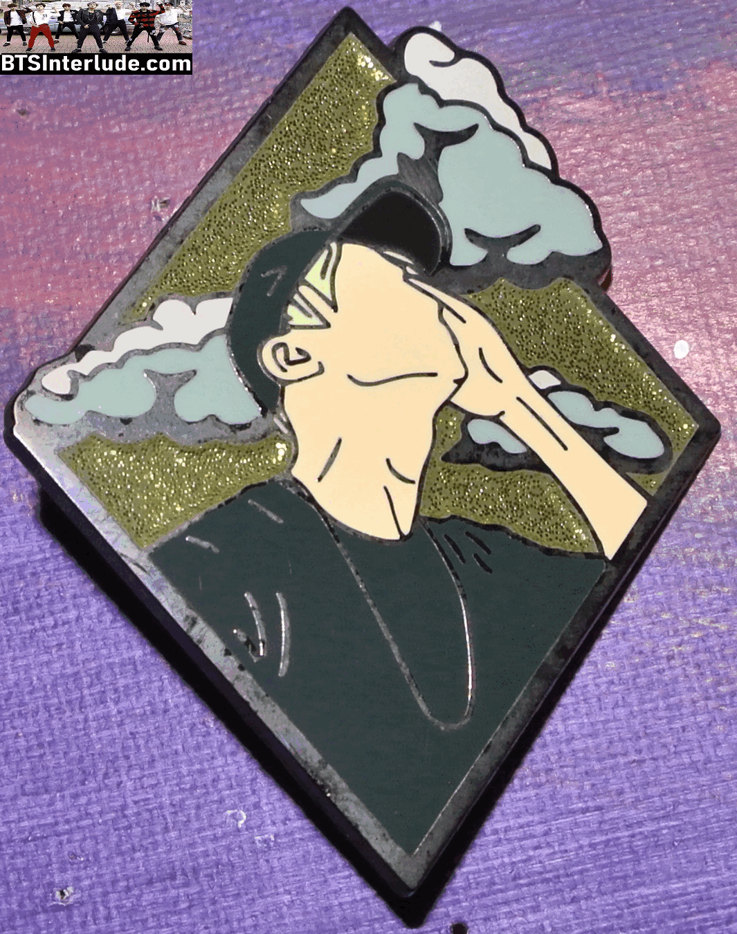 BTS PIN ENAMEL GUNMETAL RM KIM NAMJOON 김남준 BLACK CAP SHIRT DIAMOND VERY NICE PINS BADGE BUTTON