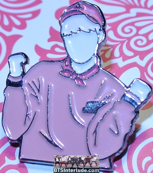 BTS PIN ENAMEL GUNMETAL RM KIM NAMJOON 김남준 PINK PURPLE SWEATER BADGE BUTTON