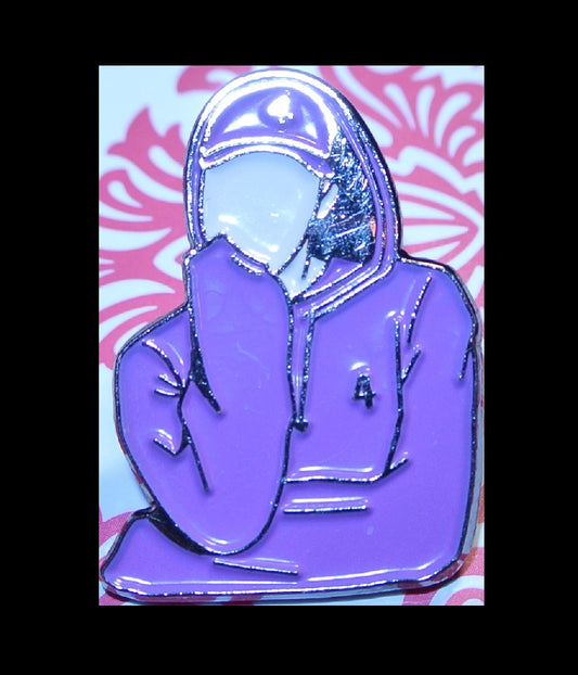 BTS PIN ENAMEL GUNMETAL RM KIM NAMJOON 김남준 PURPLE HOODIE 4TH MUSTER BADGE BUTTON