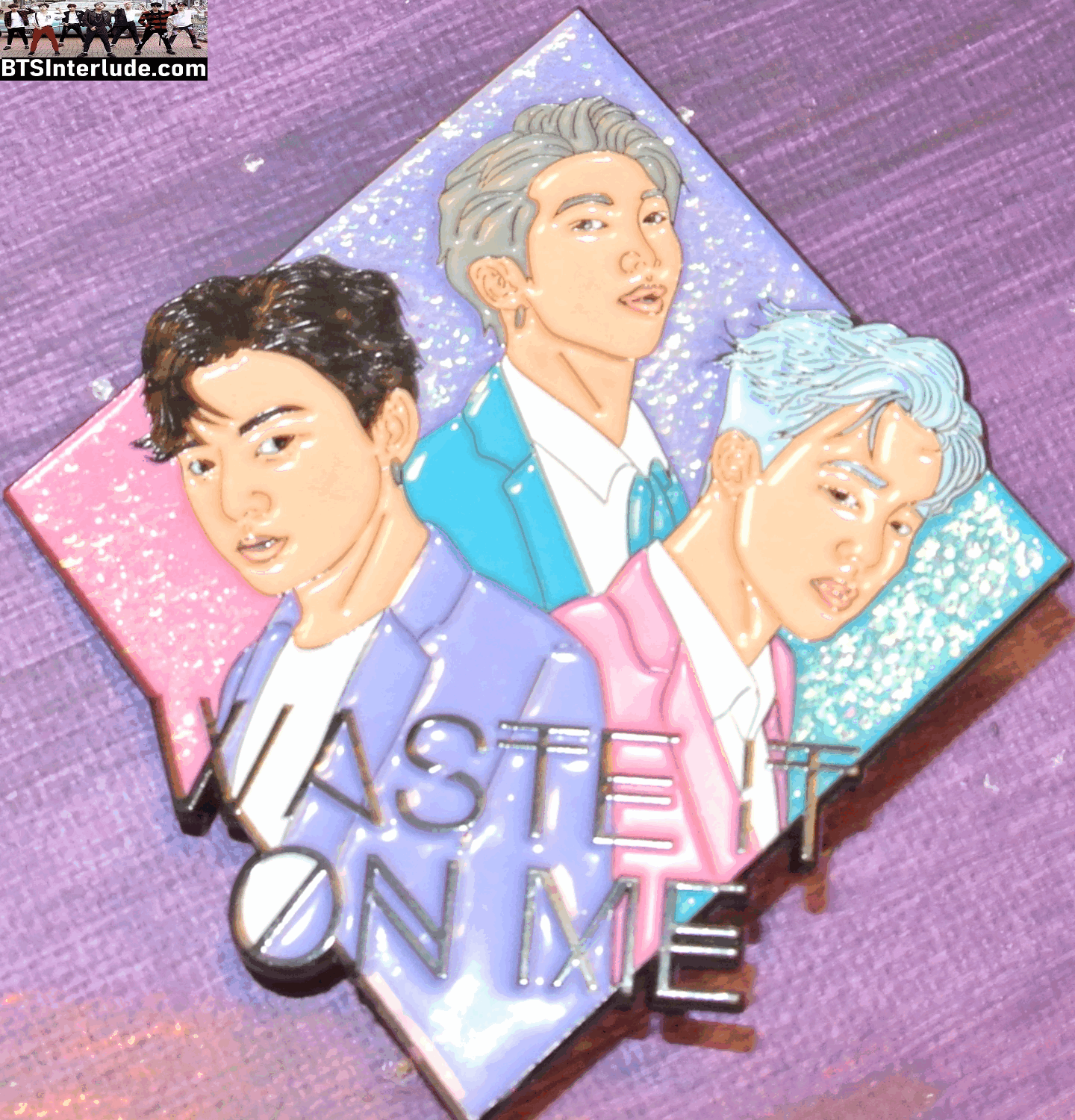 BTS PIN ENAMEL GUNMETAL SUB-UNIT RM KIM NAMJOON JEON JUNGKOOK PARK JIMIN WASTE IT ON ME BADGE BUTTON