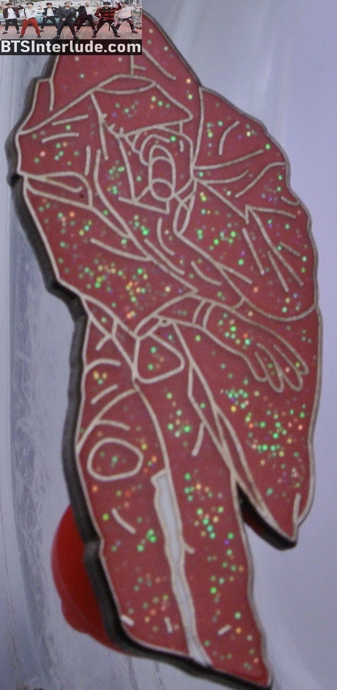 BTS PIN ENAMEL GUNMETAL SUGA MIN YOONGI 민윤기 SEESAW RED GLITTER OUTLINE PINS OVER FLOWERS BADGE BUTTON