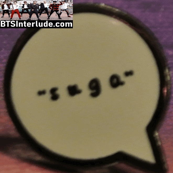 BTS PIN ENAMEL GUNMETAL SUGA MIN YOONGI 민윤기 SUGA NAME IN THOUGHT BUBBLE BADGE BUTTON