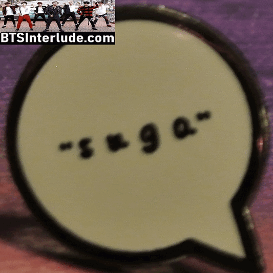 BTS PIN ENAMEL GUNMETAL SUGA MIN YOONGI 민윤기 SUGA NAME IN THOUGHT BUBBLE BADGE BUTTON