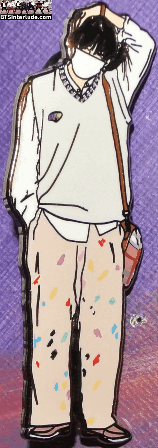 BTS PIN ENAMEL GUNMETAL V KIM TAEHYUNG 김태형 AIRPORT FASHION TAN VEST CONFETTI PANTS IO PINS BADGE BUTTON