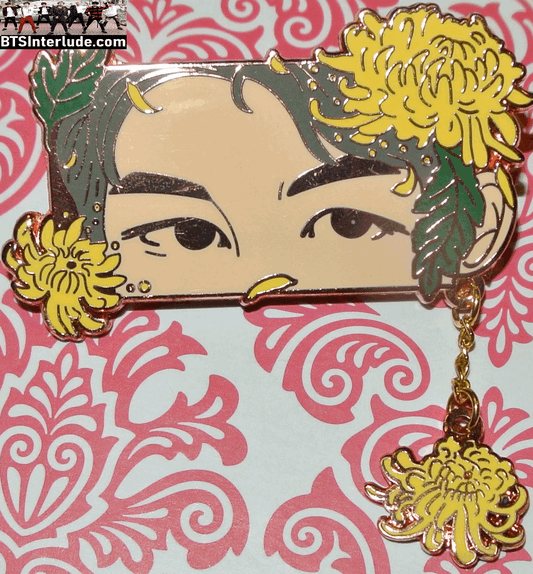 BTS PIN ENAMEL ROSE GOLD COPPER JIN KIM SEOKJIN 김석진 EYES YELLOW FLOWERS JIMIN 1013 PINS BADGE BUTTON
