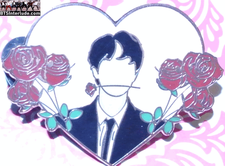 BTS PIN ENAMEL ROSE GOLD COPPER JIN KIM SEOKJIN 김석진 HEART ROSE IN MOUTH HAPPIPOP PINS BADGE BUTTON