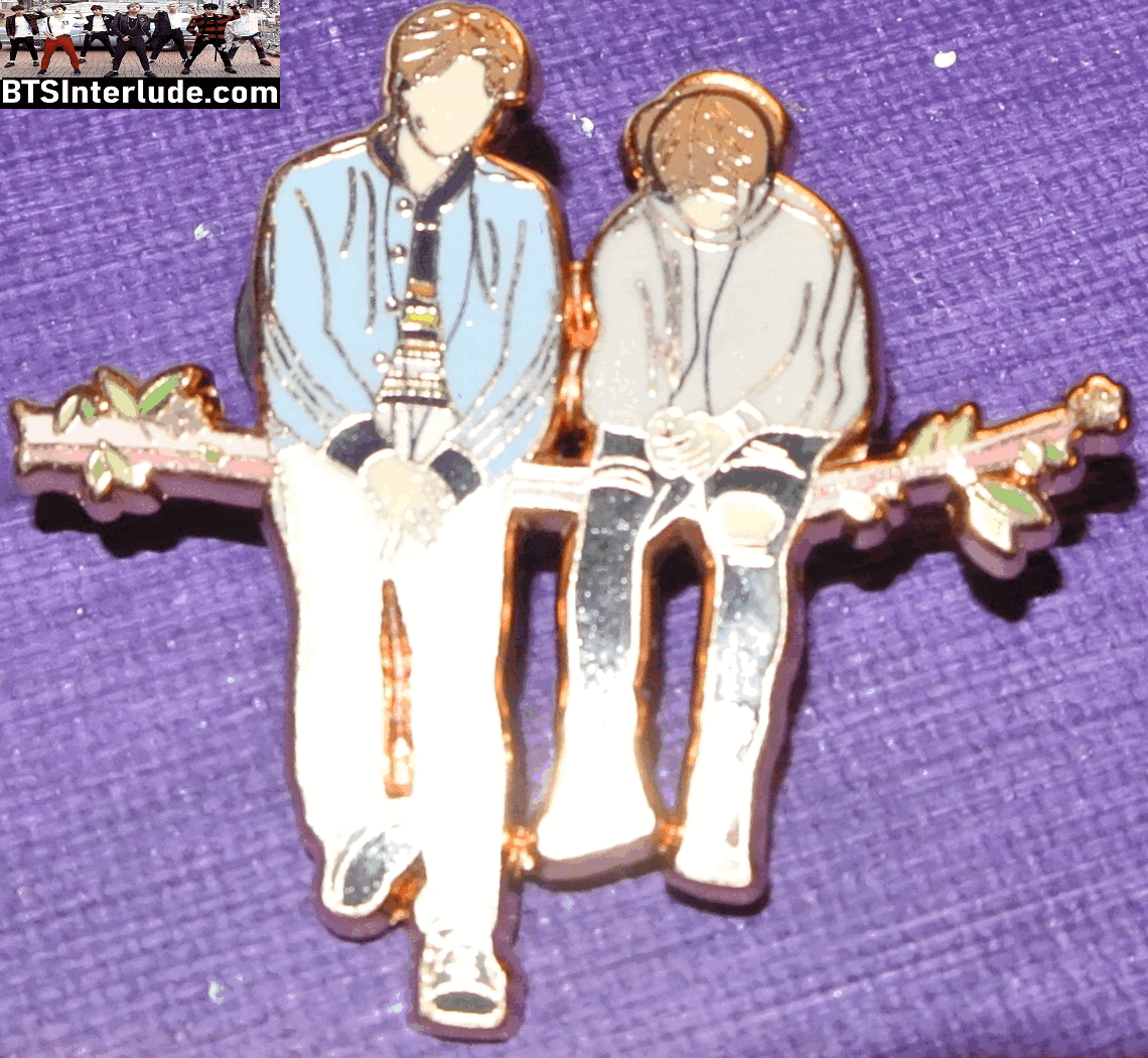BTS PIN ENAMEL ROSE GOLD COPPER SUB-UNIT PARK JIMIN RM KIM NAMJOON MEASURE LEGS ON BRANCH BADGE BUTTON