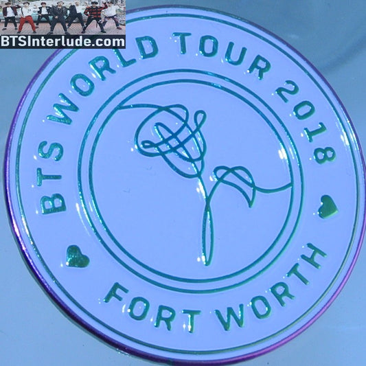 BTS PIN ENAMEL SILVER GROUP 2018 LOVE YOURSELF WORLD TOUR FORT WORTH TX JUNGKOOK V JIMIN RM J-HOPE SUGA JIN BADGE BUTTON