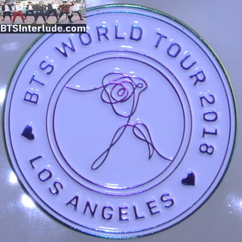 BTS PIN ENAMEL SILVER GROUP 2018 LOVE YOURSELF WORLD TOUR LOS ANGELES LA JUNGKOOK V JIMIN RM J-HOPE SUGA JIN BADGE BUTTON