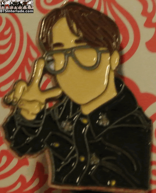 BTS PIN ENAMEL SILVER J-HOPE JUNG HOSEOK 정호석 GLASSES BLACK DENIM JACKET V SIGN SUGA SWEET PINS BADGE BUTTON