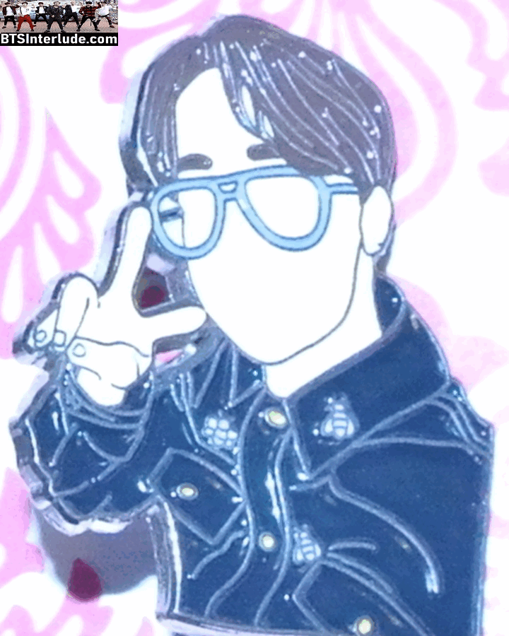 BTS PIN ENAMEL SILVER J-HOPE JUNG HOSEOK 정호석 GLASSES BLACK DENIM JACKET V SIGN SUGA SWEET PINS BADGE BUTTON