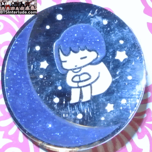 BTS PIN ENAMEL SILVER RM KIM NAMJOON 김남준 CHIBI STARS BLUE HALF MOON SPACES BETWEEN PINS BADGE BUTTON