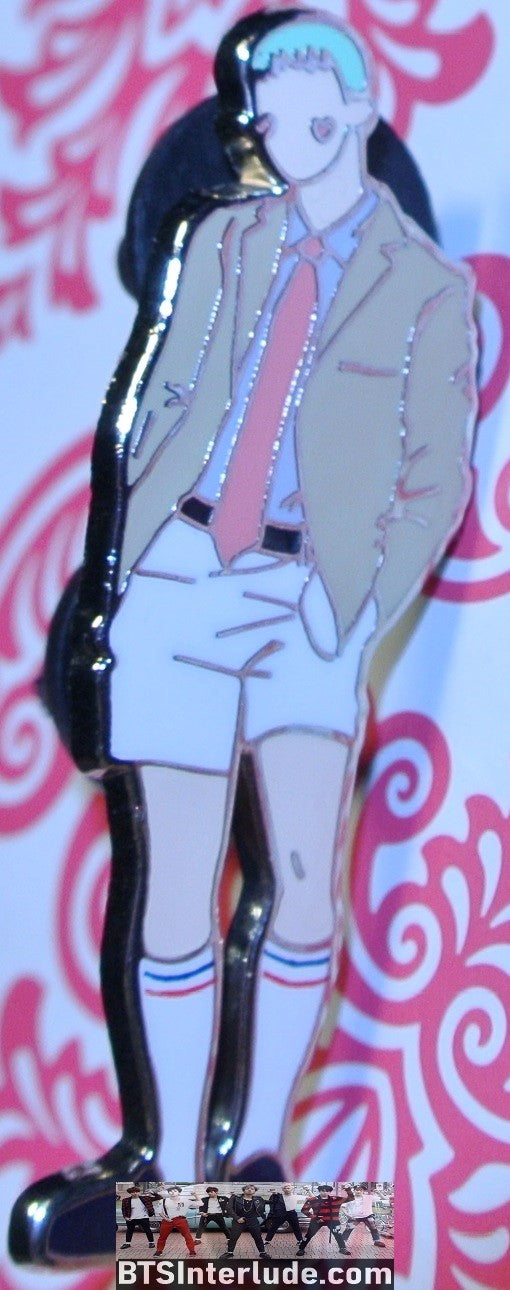 BTS PIN ENAMEL SILVER RM KIM NAMJOON 김남준 BLUE HAIR TAN JACKET WHITE SHORTS AEGYOHANA PINS BADGE BUTTON
