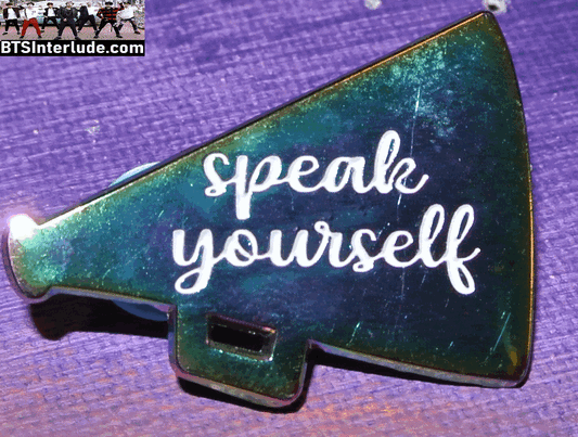 BTS PIN ENAMEL SILVER SPEAK YOURSELF MEGAPHONE 방탄소년단 JUNGKOOK V JIMIN RM J-HOPE SUGA JIN BADGE BUTTON