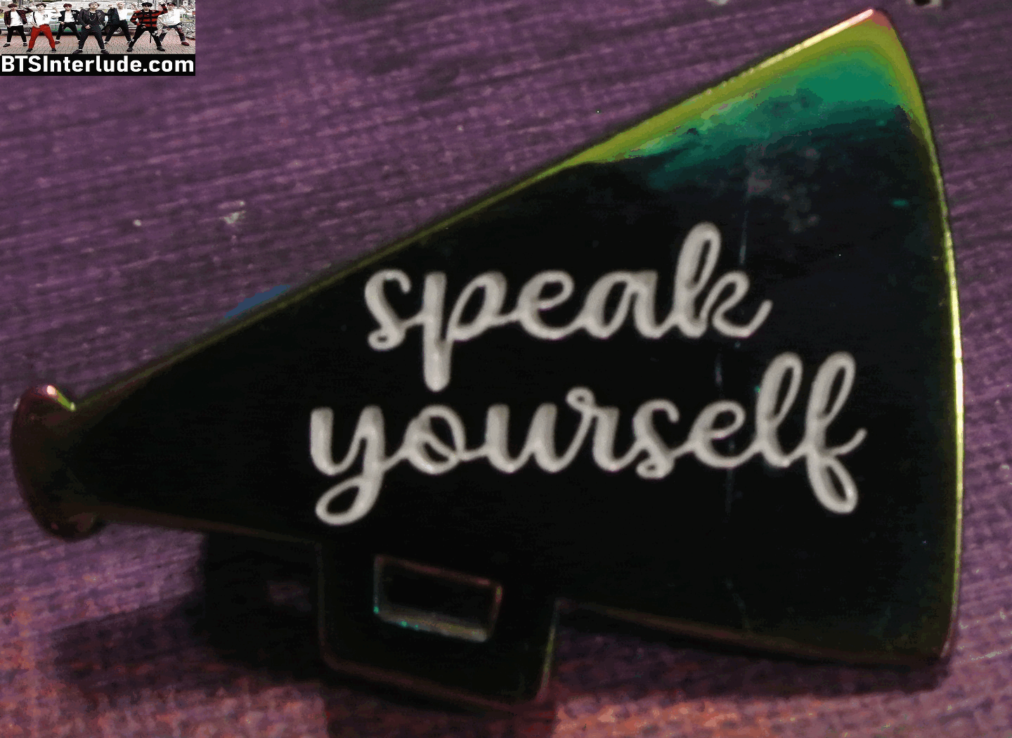 BTS PIN ENAMEL SILVER SPEAK YOURSELF MEGAPHONE 방탄소년단 JUNGKOOK V JIMIN RM J-HOPE SUGA JIN BADGE BUTTON