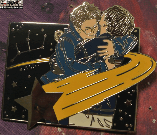 BTS PIN ENAMEL SILVER SUB-UNIT RM KIM NAMJOON HUGGING JEON JUNGKOOK SHOOTING STAR BADGE BUTTON