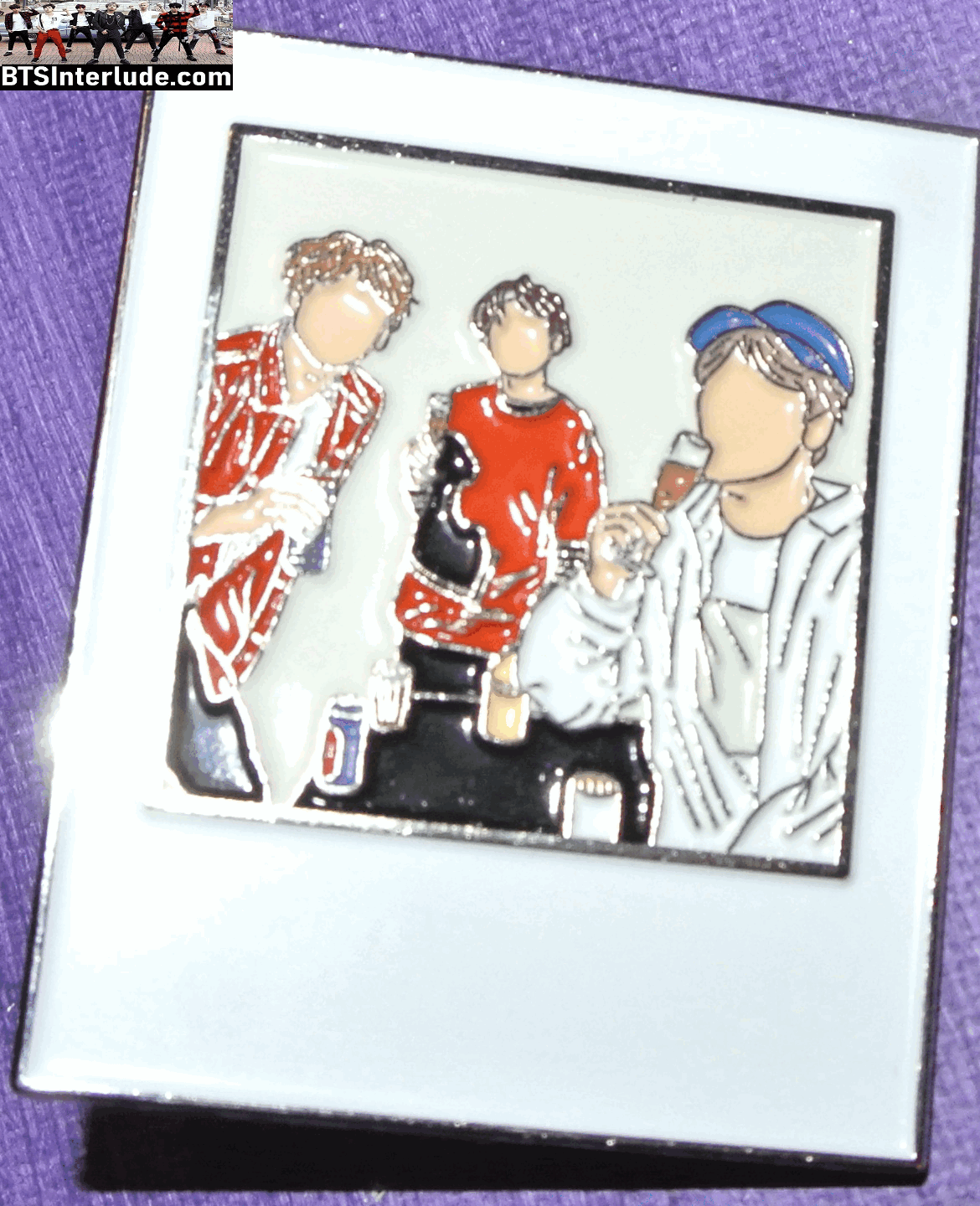 BTS PIN ENAMEL SILVER SUB-UNIT V KIM TAEHYUNG SUGA MIN YOONGI JIN KIM SEOKJIN POLAROID BADGE BUTTON