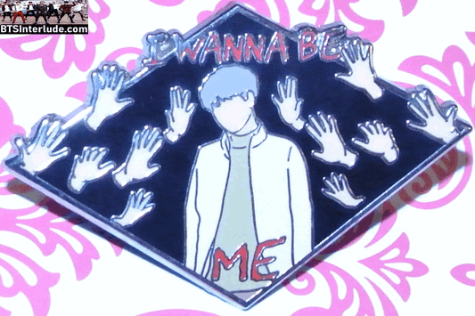 BTS PIN ENAMEL SILVER SUGA MIN YOONGI 민윤기 I WANNA BE HANDS DIAMOND BADGE BUTTON