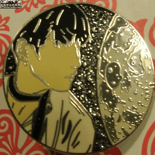 BTS PIN ENAMEL SILVER SUGA MIN YOONGI 민윤기 PROFILE MOON SILVER GLITTER HAPPIPOP PINS BADGE BUTTON