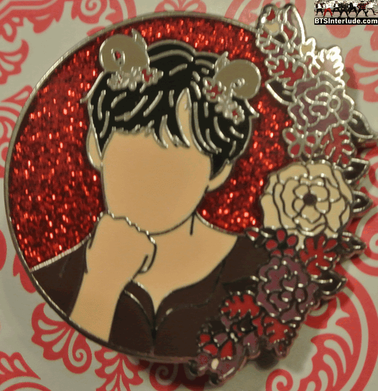 BTS PIN ENAMEL SILVER V KIM TAEHYUNG 김태형 RED GLITTER ROSES FANTASTIC KAWAII PINS BADGE BUTTON